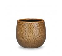 Maceta Redonda de Cerámica para Plantas, Ocre, Diámetro 14 cm
