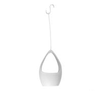 Maceta redonda de plástico colgante con altura ajustable y gancho, color blanco moderno, 180 x 180 x 290 mm, ahorro de espacio para paredes interiores y exteriores (1 taza)