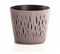 Maceta redonda de plastico sandy round en color mocca 15,8 (largo) x 15,8 (ancho) x 13,8 (alto) cm