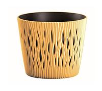 Maceta redonda de plastico sandy round en color mostaza 15,8 (largo) x 15,8 (ancho) x 13,8 (alto) cm
