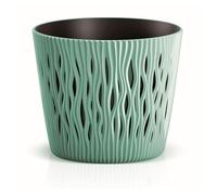 Maceta redonda de plastico sandy round en color salvia 15,8 (largo) x 15,8 (ancho) x 13,8 (alto) cm
