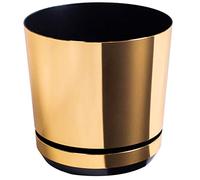 Maceta Redonda DEKOR con Plato Integrado - Patrón 011 - Oro Brillante, Elegante y Hermosa, Ideal para Interiores, diámetro 16 cm, Fabricada por KERD - DEKOR 16/011