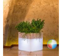 MACETA RESINA H40 MODERNA MACETERO MADE IN ITALY CUADRADA JARDÍN LED MULTICOLOR