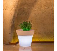 MACETA RESINA H45 MODERNA MACETERO MADE IN ITALY DISEÑO JARDÍN LÁMPARA BLANCA