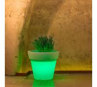 MACETA RESINA H45 MODERNA MACETERO MADE IN ITALY DISEÑO JARDÍN LÁMPARA VERDE