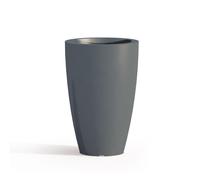 MACETA RESINA H50 LÚCIDA GRIS REDONDA DECORACIÓN MODERNA LIVING DISEÑO