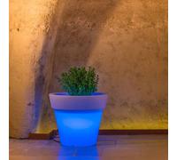 MACETA RESINA H95 ALTA MODERNA MACETERO MADE IN ITALY DISEÑO JARDÍN LÁMPARA AZUL