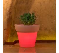 MACETA RESINA LUZ ROJA DIÁMETRO 80 ÁRBOL JARDÍN BALCÓN INTERIOR ILUMINACIÓN