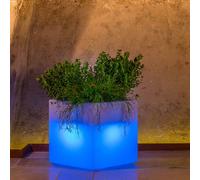 MACETA RESINA MODERNA MACETERO MADE IN ITALY CUADRADA JARDÍN LÁMPARA AZUL