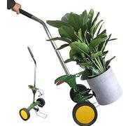 Maceta resistente para exteriores, bandeja de metal para plantas con agarre ajustable y mango plegable, capacidad de 165 libras, ruedas planas para jardinería en interiores y exteriores