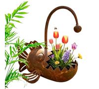 Maceta rústica de hierro | Divertida decoración de peces a prueba de óxido, maceta de metal para patio, para plantas de , patio, balcón, jardín, césped, patio, cama de flores y porche