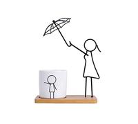 Maceta suculenta abstracta simple/Serie Happy Parent-Child Companion/Maceta de cerámica con bandeja de bambú/Abstracción creativa de hierro/Cumpleaños, Día de la Madre/Regalo del Día de San Valentín /