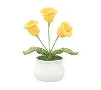 Maceta tejida a mano de lirio del valle con flores de ganchillo de lana, decoración floral para mejorar espacios interiores y añadir estilo natural (amarillo)