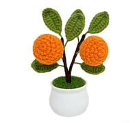Maceta tejida a mano Forget-Me-Not - Planta artificial de hilo de lana para decoración del hogar - Kit de manualidades de bricolaje adorno de escritorio tamaño pequeño (buena suerte)