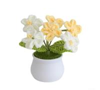 Maceta tejida a mano Forget-Me-Not - Planta artificial de hilo de lana para decoración del hogar - Kit de manualidades de bricolaje adorno de escritorio tamaño pequeño (amarillo degradado)