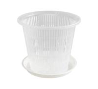 Maceta transparente para orquídeas con platillo, contenedor transpirable | Disponible en diámetros de 4.33in / 11 cm, 5.51in / 14 cm y 6.3in / 16 cm, construcción de material ABS duradero