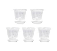 Maceta transparente para plantas y plantas suculentas, orquídeas, bolsa de flores, nutrición, vivero, nutrición, recipiente, 5 unidades, diseño de bolsa de flores, etiqueta de diseño para patios y