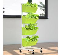 Maceta vertical de jardín con ruedas, maceta elevada de 4 niveles, soporte de flores móvil para sala de estar, baño, balcón y jardín
