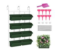Maceta vertical de riego automático, para colgar en la pared, jardín de bolsillo para interiores y exteriores, incluye 18 macetas para pared verde