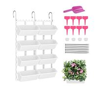 Maceta vertical de riego automático, para colgar en la pared, jardín de bolsillo para interiores y exteriores, incluye 18 macetas para pared verde