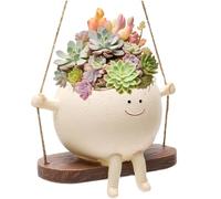 Macetas Colgante con Cara Oscilante, Macetero Colgante de Resina, Macetero Colgante Divertido, Maceteros Decorativos Interior y Exterior, Jardineras Colgantes para Plantas de Serpiente Suculentas (A)