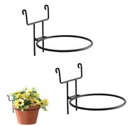 Macetas colgantes de metal negro para balcón, soportes de flores de hierro forjado montados en la pared, soluciones de jardinería para espacios pequeños para exhibición de suculentas (2 piezas)