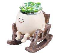 Macetas con cara oscilante, maceta de columpio, macetas divertidas para interiores, mecedora sonriente, maceta para suculentas con orificio de drenaje, maceta mecedora para casa y jardín