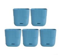 Macetas con orificios de drenaje, 5 unidades, diseño cuadrado para mejorar la capacidad del suelo y la salud de las plantas (azul)