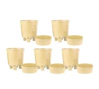 Macetas con riego automático: 4,72 x 5,91 pulgadas, 5 piezas, juego de maceteros con platillo, macetas con orificios de drenaje, para interiores, exteriores, patio, ventana, jardín, porche, balcón, ac