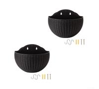 Macetas creativas semicirculares de riego automático para colgar en la pared, macetas de imitación estilo ratán con depósito de agua, para decoración vertical versátil de jardín para oficina en casa
