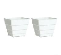 Macetas cuadradas de plástico transpirable diseñadas para promover la salud de las raíces a través de la circulación del aire y el drenaje, para suculentas y plantas tropicales (15 cm blanco)