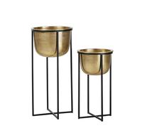 Macetas de acero chapadas en oro, H62 (x2)