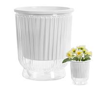 Macetas de autorriego para plantas de interior, maceta hidropónica transparente, drenajes integrados, depósito de agua profunda, plástico duradero de BPA | Flores violetas africanas, orquídeas