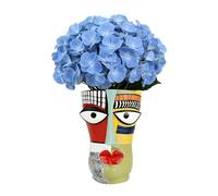 Macetas de cara abstracta, maceta colorida pintada a mano con drenaje, maceta hecha a mano, interesante maceta colorida con cara humana para decoración de jardín al aire libre y decoración artística