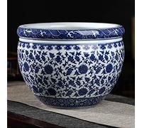 Macetas de cerámica de estilo chino, de porcelana azul y blanca, maceta de flores antiguas para decoración del hogar, maceta para interiores y exteriores, diseño de estampado de flores azules, 25,5 cm