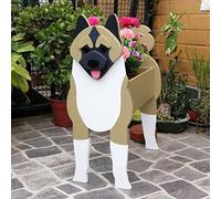 Macetas de interior con forma de animales, Maceta de PVC for suculentas de perro, contenedor de almacenamiento de plantas, maceta con forma de animal for jardín interior/exterior, Corgi, Bulldog(Akita