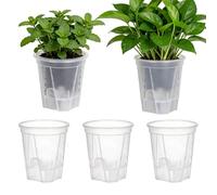 Macetas de interior con riego automático, juego de 5 macetas de orquídeas para jardinería, maceta de drenaje transparente con almacenamiento de agua y diseño moderno para balcón, patio, verduras