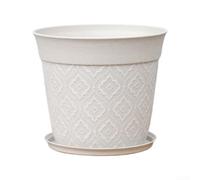 Macetas de interior de 20 cm, maceta gris con platillo, drenaje con múltiples agujeros para árboles pequeños, arbustos, balcón, jardín, contenedor ligero (E)