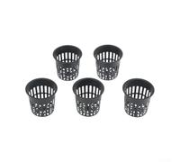 Macetas de malla hidropónica de plástico negro de 11 cm, diseño ranurado, cesta de jardín para plantación de agua y crecimiento del suelo, para contenedor de drenaje para invernadero, paquete de 12