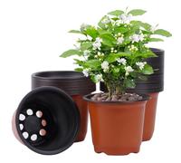 Macetas de Plástico Grueso, 40Pcs 10CM Macetas de Cultivo para Plantas, Macetas de Jardinería para Interiores y Exteriores para Semillas, Verduras, Suculentas, Color Marrón