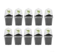 Macetas de plástico transparente con cúpula de humedad, 3 pulgadas, para jardinería interior, diseño compacto, uso urbano y en espacios pequeños (10 piezas)