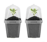 Macetas de plástico transparente con cúpula de humedad, vasos de inicio de 3 pulgadas para suculentas, hierbas, flores pequeñas, recipientes transparentes para plantas de jardinería con tapa (2