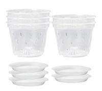 Macetas de plástico transparente, paquete 5 macetas orquídeas con agujeros for plantas interior y exterior, varios tamaños(4.33 Inch)