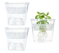 Macetas De Red Hidropónicas - Macetas Transparentes De Propagación De Jardinería, 3 Piezas | Macetero De Vivero De 4 Pulgadas Con Orificios De Drenaje, Diseño ABS Duradero Transparente, Balcón Al Aire