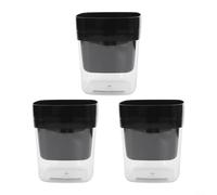 Macetas de riego automático con depósito de nivel de agua visible, juego de macetas de plástico de doble capa con agujeros de drenaje para jardín interior y exterior, negro y blanco, paquete de 3