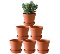 Macetas de terracota con platillo - Paquete de 6 macetas grandes de arcilla de 5.5'', maceta de cer mica para cactus, flores y suculentas con ori