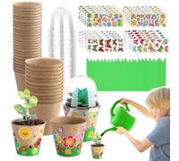 Macetas de Vivero,con 30 Unidades de Macetas con Cúpulas y 20 Láminas de Calcomanías | Manualidades De Jardín Primaveral con Maceteros De Papel para Niños Y Exterior