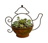 Macetas decorativas resistentes al viento, base de hierro, caja vintage | Maceta decorativa con forma de regadera para interiores, hogar, granja, parque, pasillo, esquina y porche delantero
