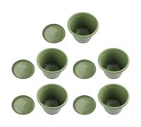 Macetas grandes de resina con orificios de drenaje y bandejas, juego de 5, de 14 a 9.65 pulgadas, color verde para decoración de jardín interior y exterior (24,5 x 21,5 cm)