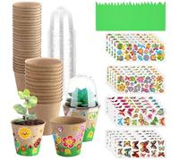 Macetas Infantiles | 30 Macetas De Jardín con Cúpulas Protectoras - Kit De Manualidades De Jardín En Papel con Calcomanías para Aprender A Sembrar En Exteriores